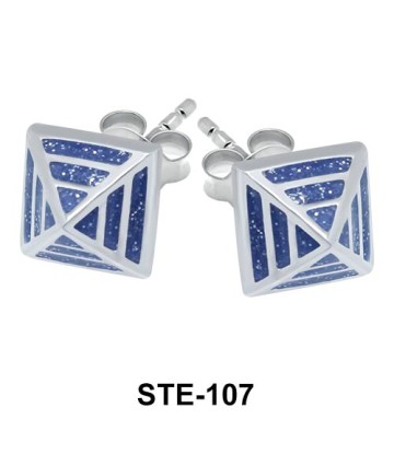 Enamel Pyramid Stud Earrings STE-107